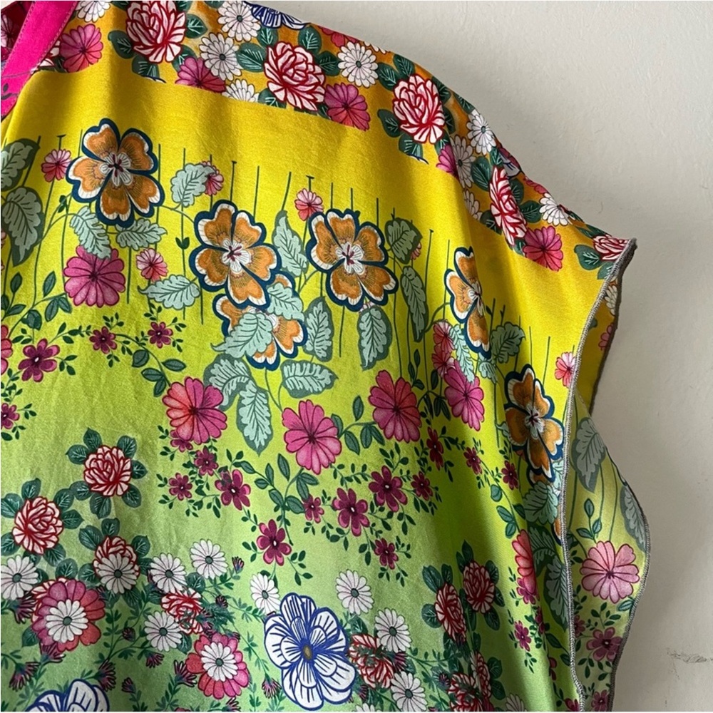 Johnny Was Silk Alba Rainbow Floral Dress - Picture 5 of 10